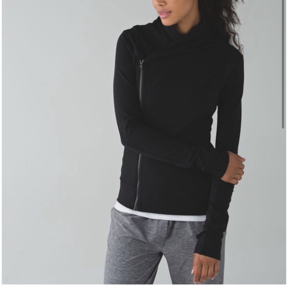 Lululemon Bhakti‎ Yoga Jacket Women's Black Double Zip Wrap Define Thumbholes 10 - Picture 1 of 6